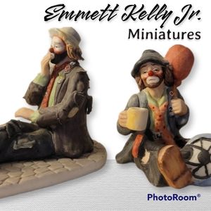2 Vtg Emmett Kelly Jr Miniature Figurines Vintage 1990's